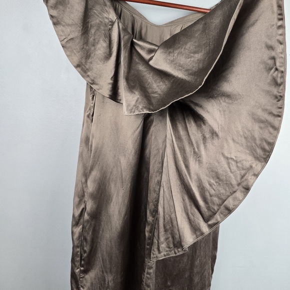 BCBGMAXAZRIA Cocktail Dress Silk Blend Side Pockets Taupe Brown Womens Size S‎ - Picture 7 of 15